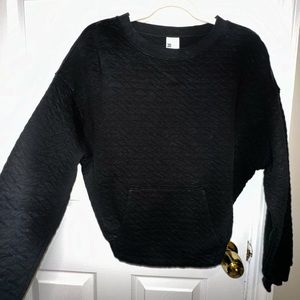 Black Basic Crew Neck Sweater With Pocket